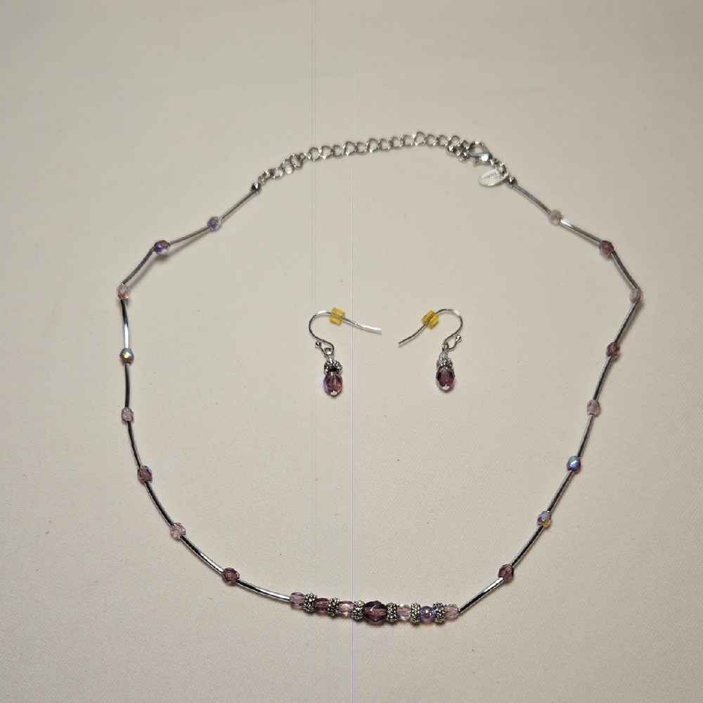 Lia Sophia Purple and Silver Necklace Set